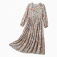 Round Neck Long Sleeve Loose Fit Floral Women's Maxi Dress