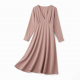 V-Neck Long Sleeve A-Line Flowy Women's Midi Dress