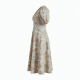 V-Neck Puff Sleeve Fit Flare Floral Women's Midi Dress