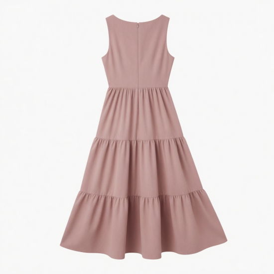 V-Neck Sleeveless Tiered Fit Flare Women's Maxi Dress