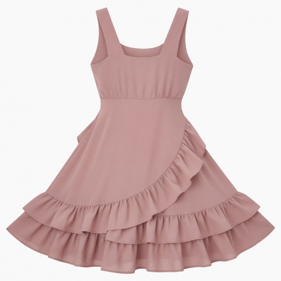 Sleeveless Empire Waist Fit Flare Ruffled Women's Dress