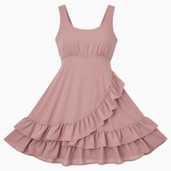 Sleeveless Empire Waist Fit Flare Ruffled Women's Dress