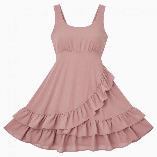 Sleeveless Empire Waist Fit Flare Ruffled Women's Dress