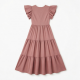Crewneck Flutter Sleeve Tiered A-Line Women's Maxi Dress