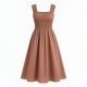 Square Neck Sleeveless Smocked A-Line Women's Midi Dress