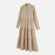 Mock Neck Long Sleeve Tiered A-Line Women's Shirt Dress