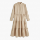 Mock Neck Long Sleeve Tiered A-Line Women's Shirt Dress