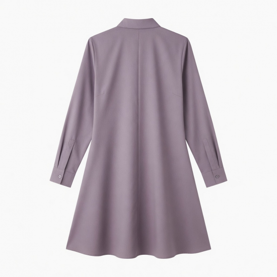 Collared Long Sleeve A-Line Button Women's Shirt Dress