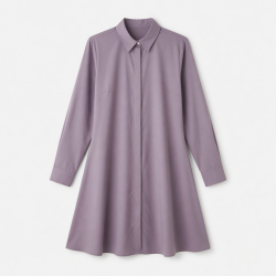 Collared Long Sleeve A-Line Button Women's Shirt Dress