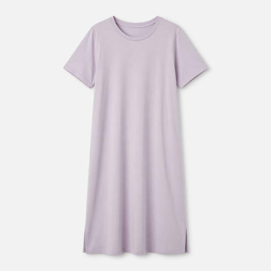 Crewneck Short Sleeve Cotton Summer Women's Midi Dress