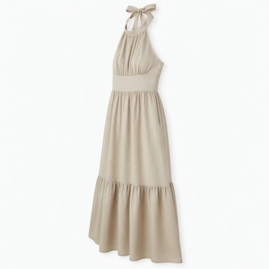 Halter Sleeveless Linen Casual Women's Maxi Dress
