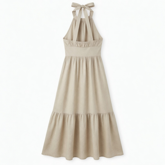 Halter Sleeveless Linen Casual Women's Maxi Dress