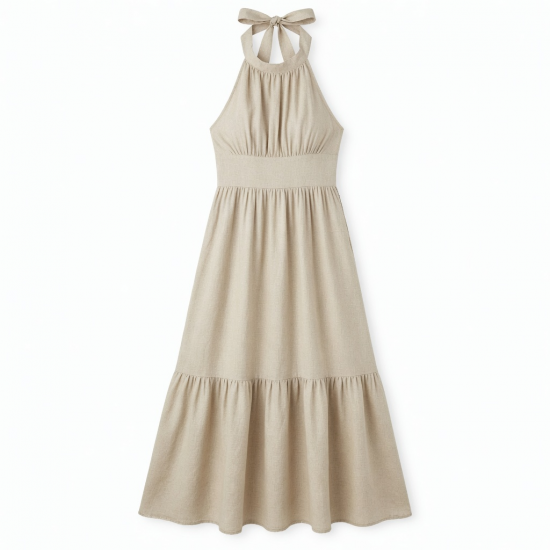 Halter Sleeveless Linen Casual Women's Maxi Dress