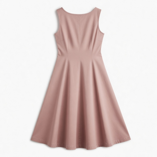Scoop Neck Sleeveless A-Line Cotton Women's Midi Dress