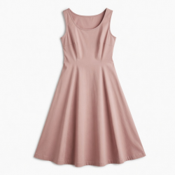 Scoop Neck Sleeveless A-Line Cotton Women's Midi Dress
