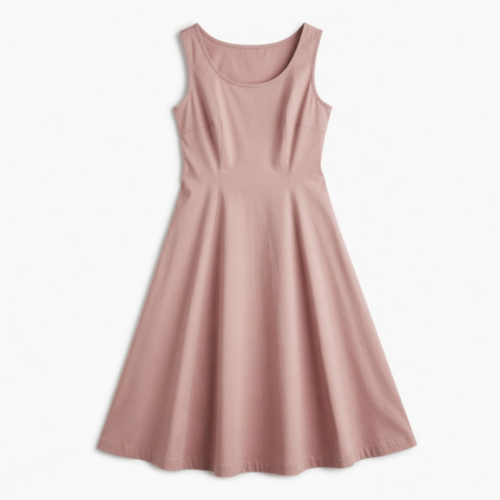 Scoop Neck Sleeveless A-Line Cotton Women's Midi Dress