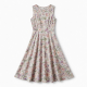 Round Neck Sleeveless A-Line Floral Women's Midi Dress