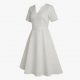 V-Neck Cap Sleeve A-Line Embroidered Women's Dress