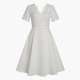 V-Neck Cap Sleeve A-Line Embroidered Women's Dress