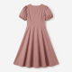 V-Neck Puff Sleeve A-Line Women's Midi Dress