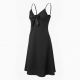 Black Bow Polyester Women's Slip Dress
