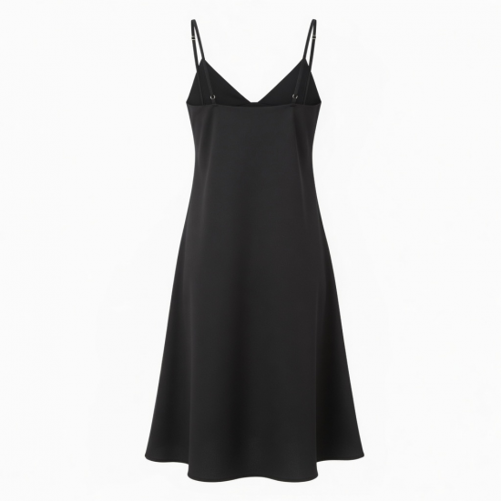 Black Bow Polyester Women's Slip Dress