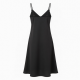 Black Bow Polyester Women's Slip Dress