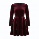 Tiered Fit Flare Velvet Polyester Women's Mini Dress