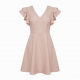 V-Neck Flutter Sleeve A-Line Fitted Women's Dress