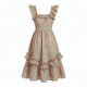Square Neck A-Line Ruffled Floral Women's Dress