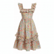 Square Neck A-Line Ruffled Floral Women's Dress