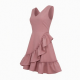 V-Neck Sleeveless A-Line Ruffled Women's Dress