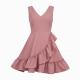 V-Neck Sleeveless A-Line Ruffled Women's Dress
