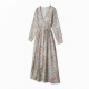 V-Neck Long Sleeve A-Line Floral Women's Maxi Dress