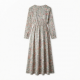 V-Neck Long Sleeve A-Line Floral Women's Maxi Dress