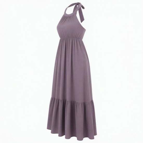 Halter Sleeveless A-Line Loose Fit Women's Maxi Dress