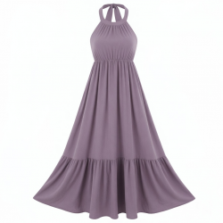 Halter Sleeveless A-Line Loose Fit Women's Maxi Dress