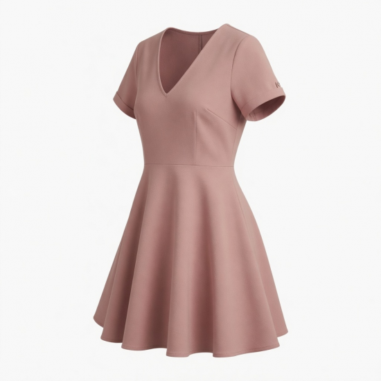 V-Neck Short Sleeve A-Line Women's Mini Dress