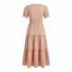 V-Neck Short Sleeve Puff Tiered Women's Maxi Dress