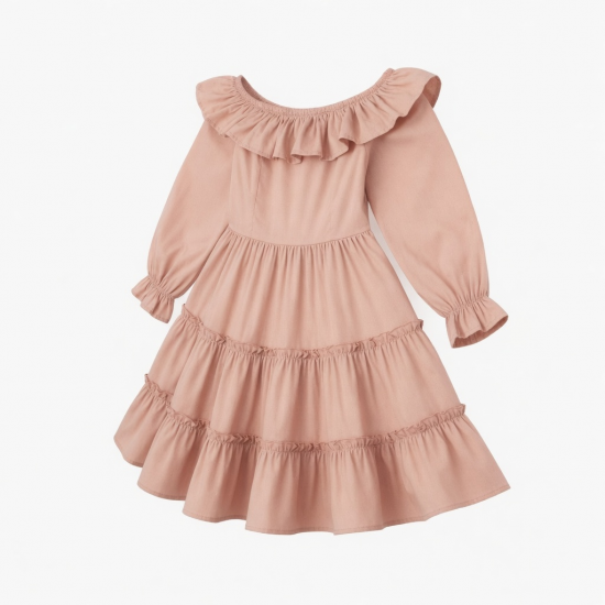 Off-Shoulder Puff Sleeve A-Line Ruffled Women's Dress