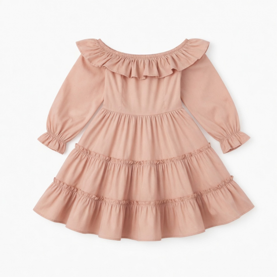 Off-Shoulder Puff Sleeve A-Line Ruffled Women's Dress