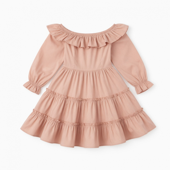 Off-Shoulder Puff Sleeve A-Line Ruffled Women's Dress