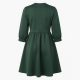 Three-Quarter Sleeve Gathered A-Line Scuba Women's Dress