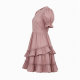 Round Neck Puff Sleeve A-Line Ruffled Women's Dress