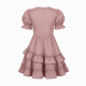 Round Neck Puff Sleeve A-Line Ruffled Women's Dress