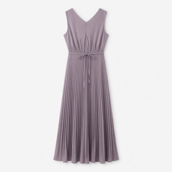 V-Neck Sleeveless Pleated A-Line Women's Maxi Dress