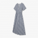 V-Neck Short Sleeve Striped Cotton Women's Maxi Dress