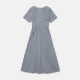 V-Neck Short Sleeve Striped Cotton Women's Maxi Dress