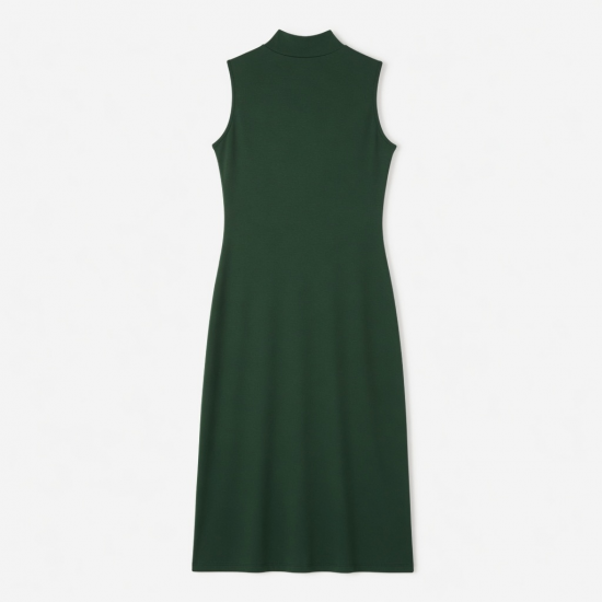 Mock Neck Sleeveless Fitted Rayon Women's Midi Dress