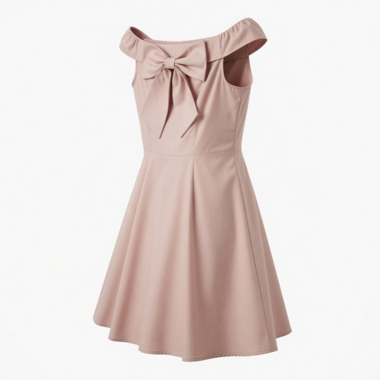 Off-Shoulder Sleeveless A-Line Bow Women's Dress